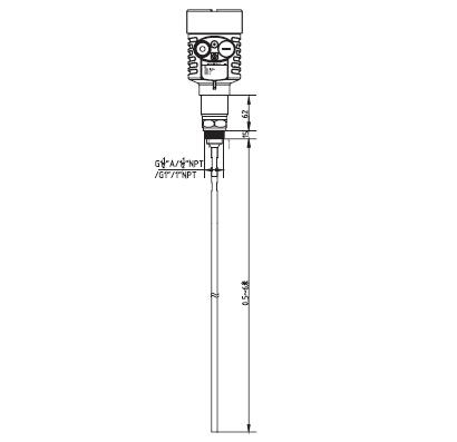杆式(shi)導波雷達(da)物位計外(wai)型尺寸圖(tu)