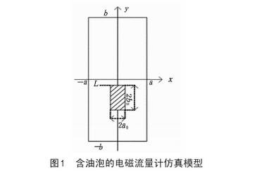 含(han)油泡(pao)的電(dian)磁流(liu)量計(ji)仿真(zhen)模型(xing)圖示(shi)