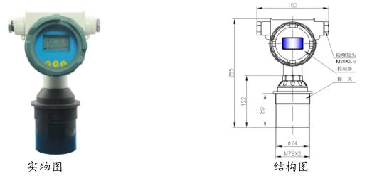 一體式超(chao)聲波液位(wei)計防爆型(xing)圖示